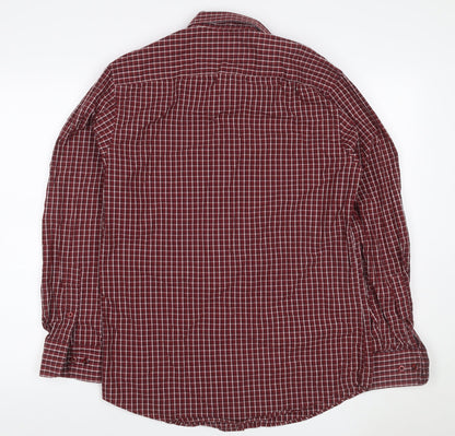 Dunnes Stores Men Red Check Slim Fit Button-Down Shirt Size M