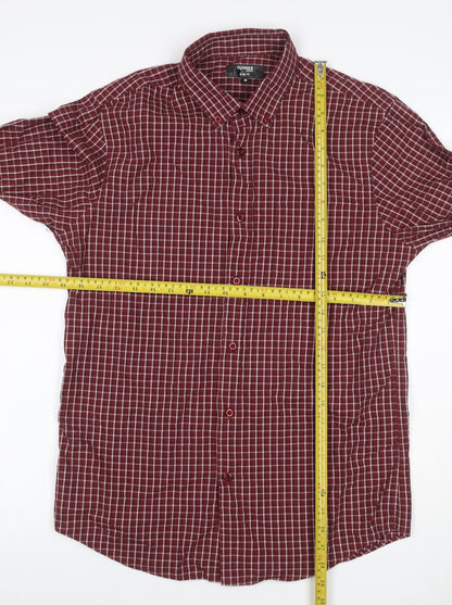 Dunnes Stores Men Red Check Slim Fit Button-Down Shirt Size M