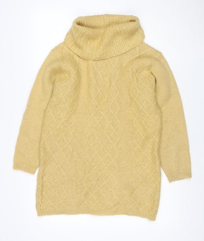 Anna Women Yellow Size 16 Mohair Blend Cable-Knit Roll Neck Jumper