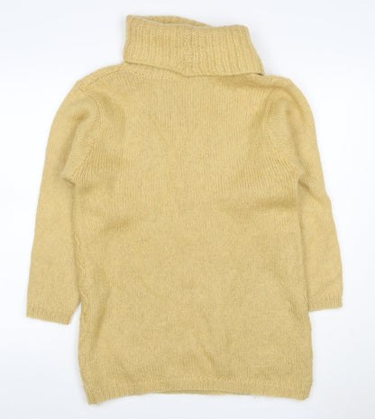 Anna Women Yellow Size 16 Mohair Blend Cable-Knit Roll Neck Jumper