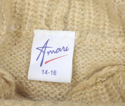 Anna Women Yellow Size 16 Mohair Blend Cable-Knit Roll Neck Jumper