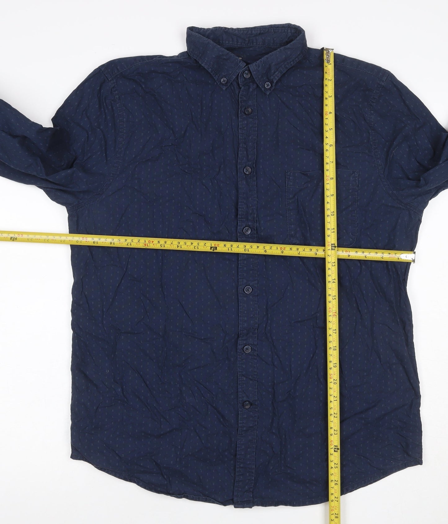 Dunnes Stores Men Blue Large Geometric Button-Down Cotton Shirt