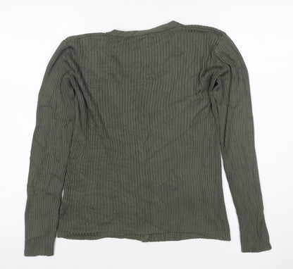 St. Bernard Women’s Grey Silk V-Neck Button Cardigan Size 12