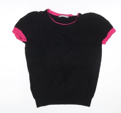 Marks and Spencer Women Black Pink Trim Knit Top UK 14