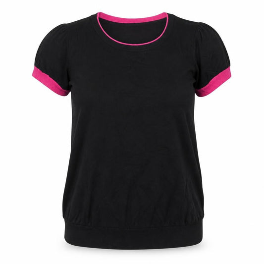 Marks & Spencer Women Black Pink Trim Knit Top UK 14
