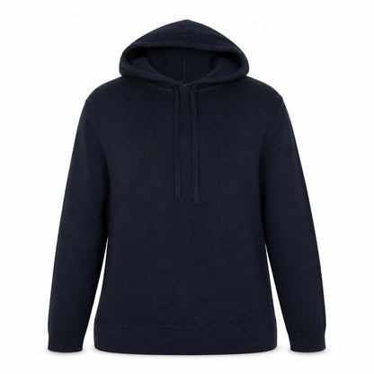Marks & Spencer Women Blue M Knit Hooded Pullover Hoodie Drawstring