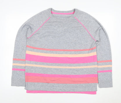 Klass Women’s Grey Pink Stripe Crew Neck Knit Jumper UK 16