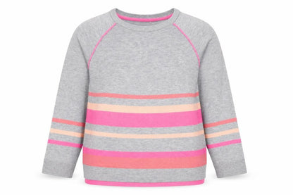 Klass Women’s Grey Pink Stripe Crew Neck Knit Jumper UK 16