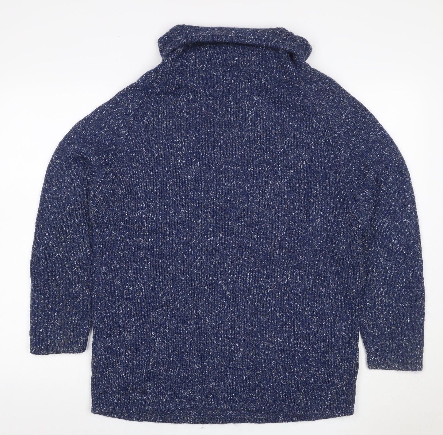 Today's Women Blue L Cowl Neck Long Sleeve Chunky Knit Jumper