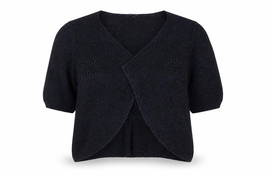 Per Una Women's Black Size 10 Wrap V-Neck 3/4 Sleeve Knit Jumper