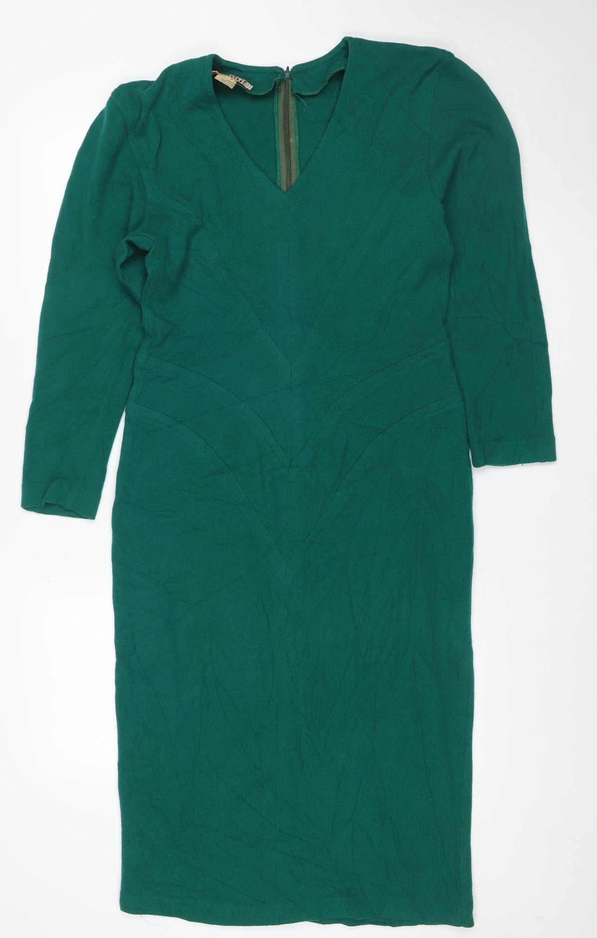 Infinie Paris Women Green UK 14 Jumper Dress Long Sleeve Zip Neck