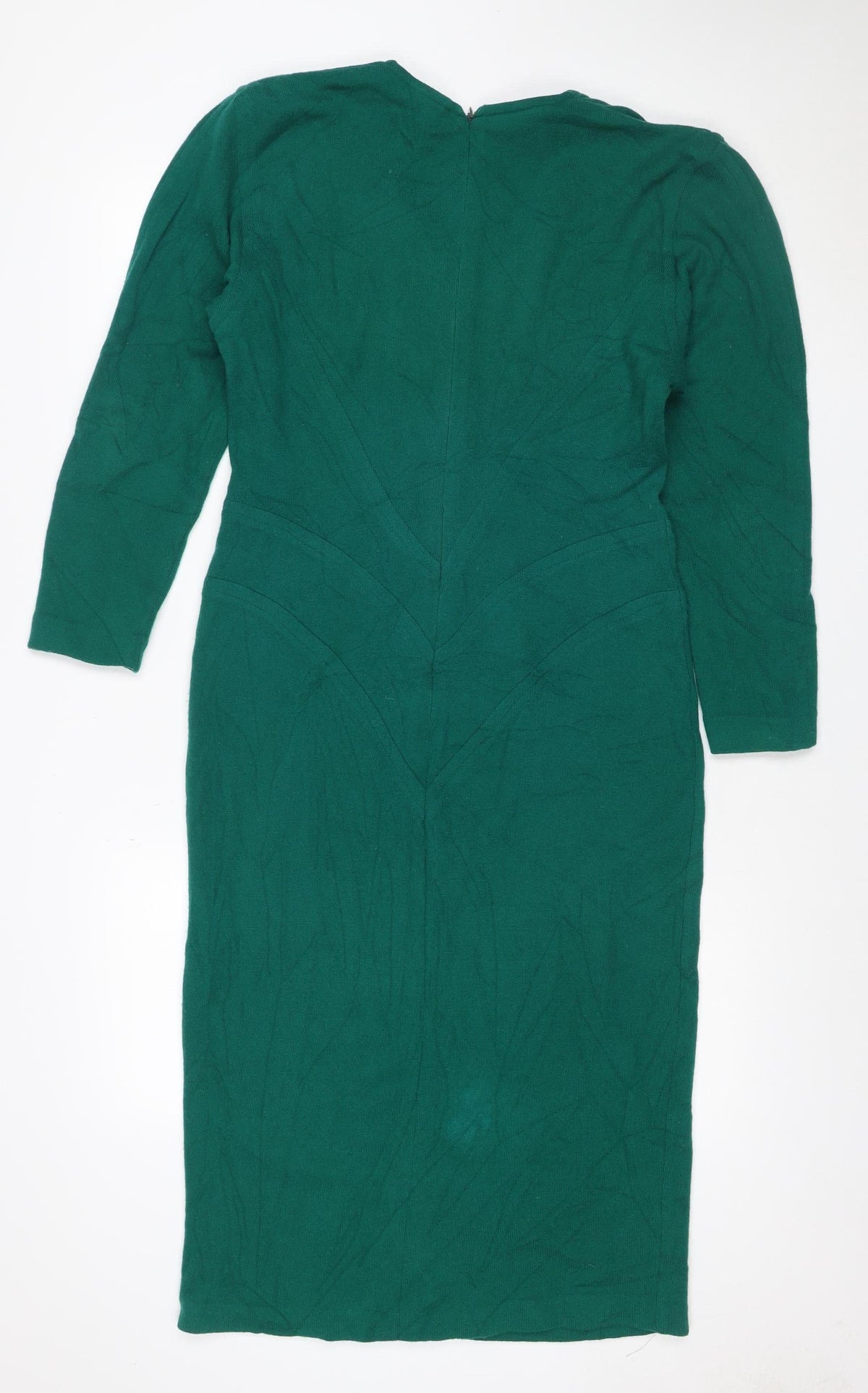 Infinie Paris Women Green UK 14 Jumper Dress Long Sleeve Zip Neck