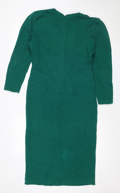 Infinie Paris Women Green UK 14 Jumper Dress Long Sleeve Zip Neck