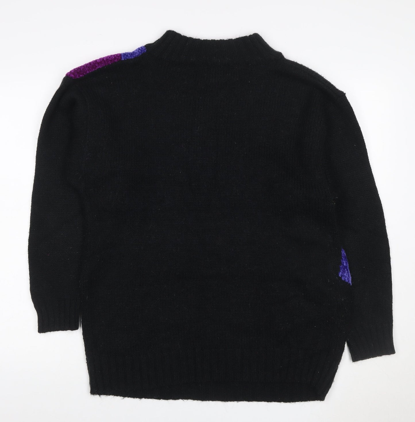 St Michael Women’s Black M 80s Geometric Beaded Chunky Knit Jumper
