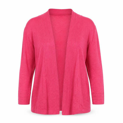 White Stuff Women Pink UK 10 Open Linen Blend Cardigan Long Sleeve