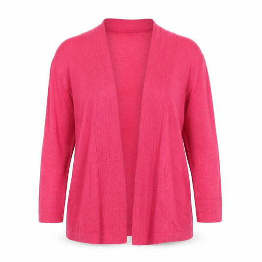 White Stuff Women Pink UK 10 Open Linen Blend Cardigan Long Sleeve