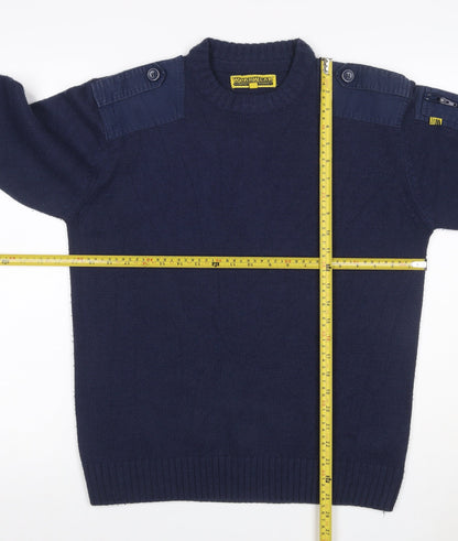 Workwear Men's Blue M Acrylic Crew Neck Shoulder Zip Pullover Jumper