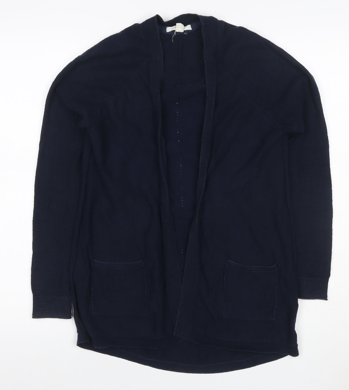 White Stuff Women’s Blue Size 10 Open Cotton Knit Cardigan Pockets