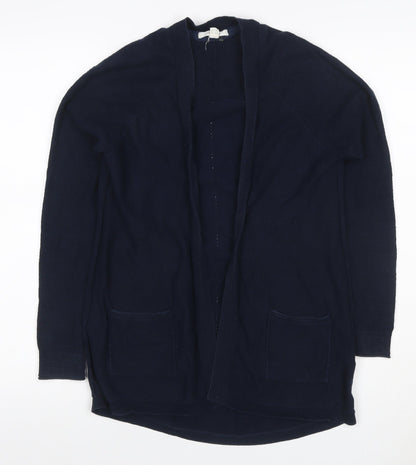White Stuff Women’s Blue Size 10 Open Cotton Knit Cardigan Pockets