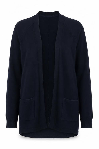 White Stuff Women’s Blue Size 10 Open Cotton Knit Cardigan Pockets