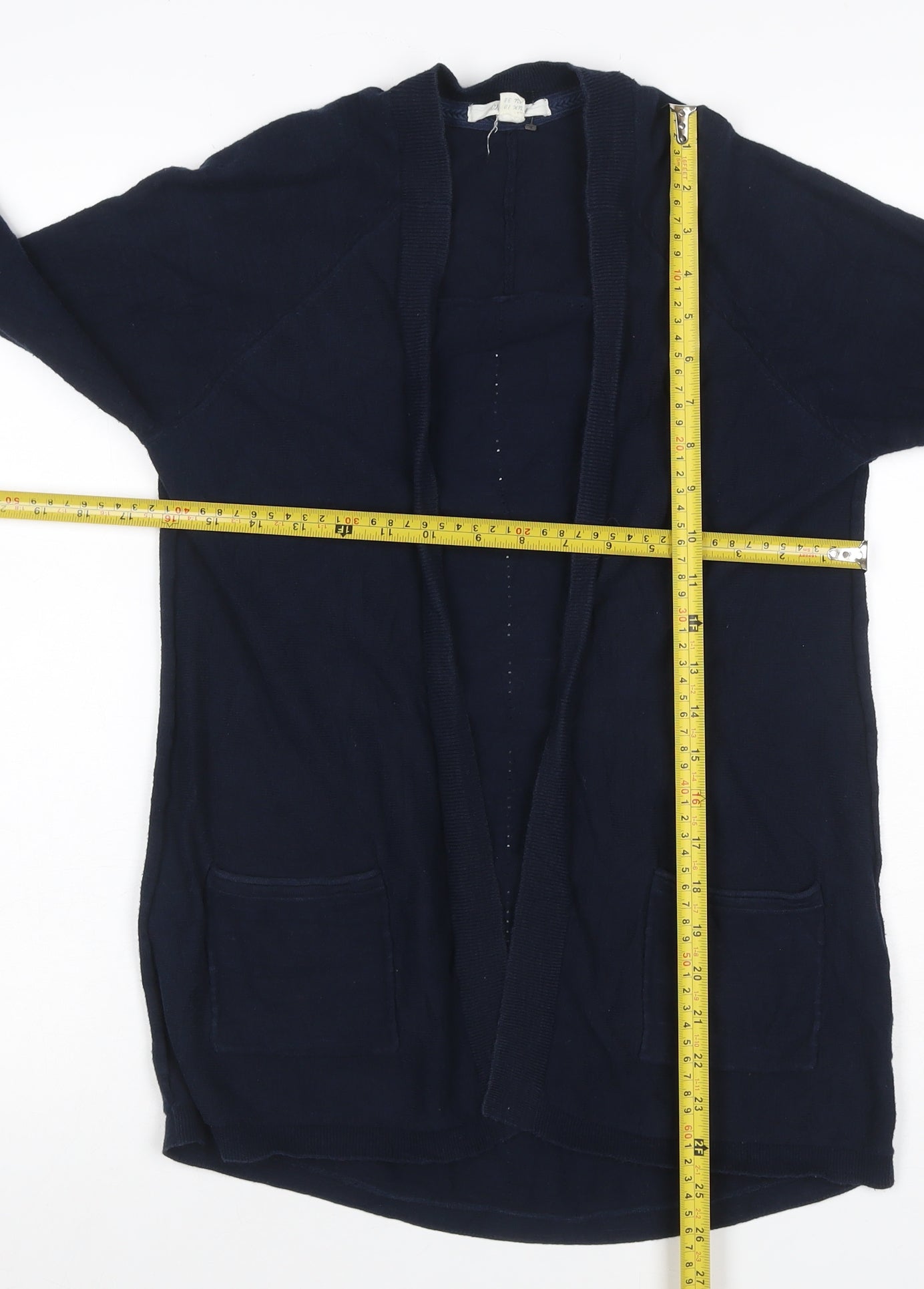 White Stuff Women’s Blue Size 10 Open Cotton Knit Cardigan Pockets