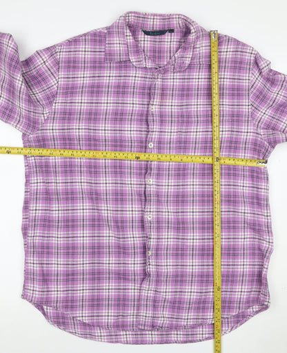 Boden Men's Purple Plaid Cotton Flannel Button-Down Shirt L