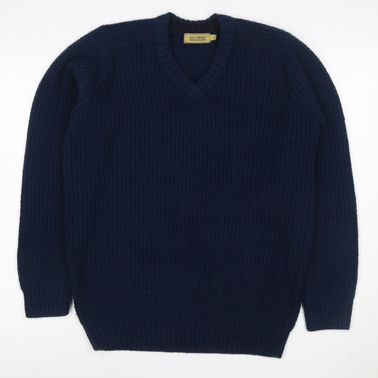 P.G. Field Men’s Blue M Chunky Knit V-Neck Pullover Jumper