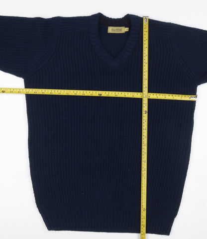 P.G. Field Men’s Blue M Chunky Knit V-Neck Pullover Jumper