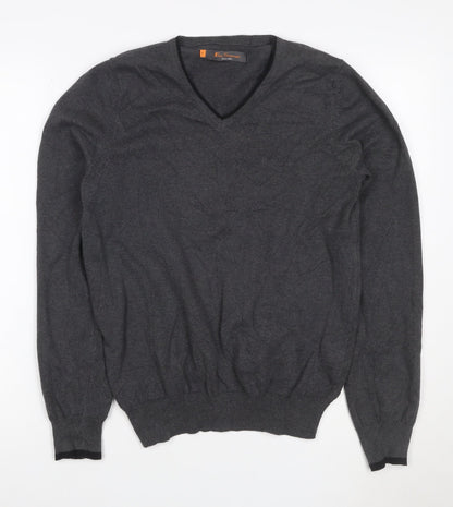 Ben Sherman Men’s Grey V-Neck Cotton Pullover Jumper Size S