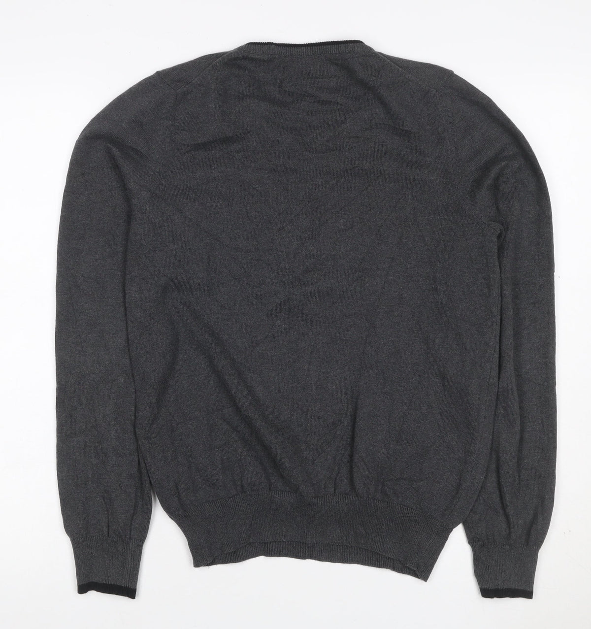 Ben Sherman Men’s Grey V-Neck Cotton Pullover Jumper Size S
