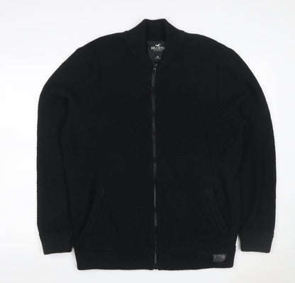 Hollister Men’s Black XL Full Zip Knit Jumper High Neck Pockets