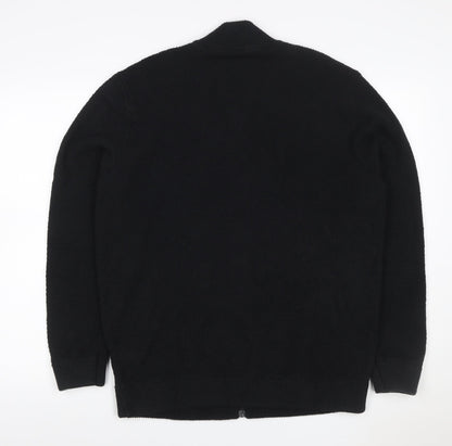 Hollister Men’s Black XL Full Zip Knit Jumper High Neck Pockets