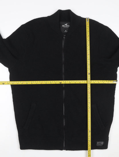 Hollister Men’s Black XL Full Zip Knit Jumper High Neck Pockets