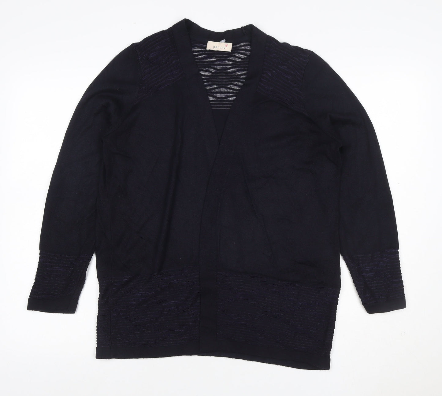 Per Una Women’s Black Size 12 Open Knit V-Neck Longline Cardigan