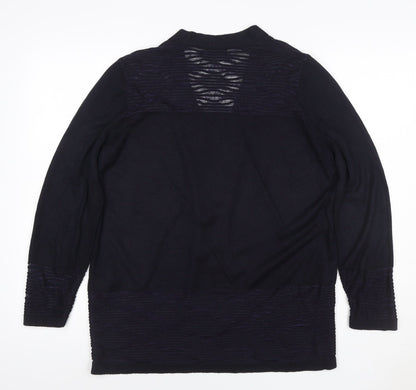 Per Una Women’s Black Size 12 Open Knit V-Neck Longline Cardigan