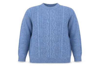 J. Frazer Women’s Blue Cable Knit Crew Neck Jumper Size 16
