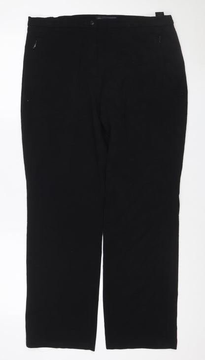 Marks & Spencer Women Black UK 14 Wide Leg Dress Trousers Workwear