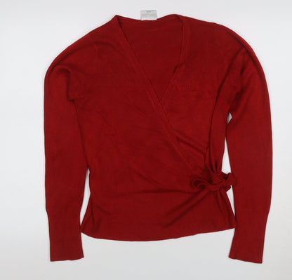 Next Women’s Red UK 12 Wrap V-Neck Belted Knit Jumper