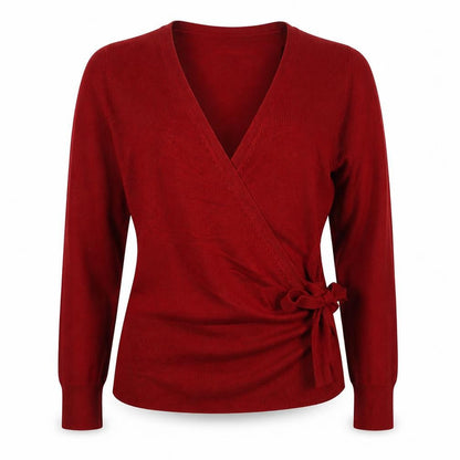 Next Women’s Red UK 12 Wrap V-Neck Belted Knit Jumper