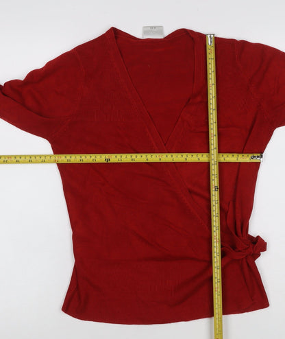 Next Women’s Red UK 12 Wrap V-Neck Belted Knit Jumper