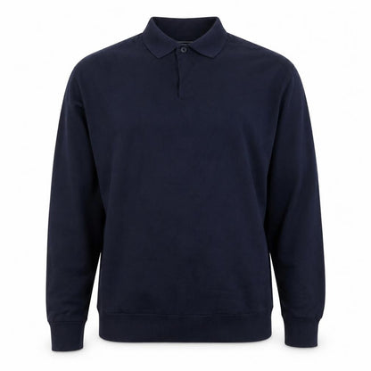 Marks and Spencer Men’s Blue L Long Sleeve Cotton Rich Polo