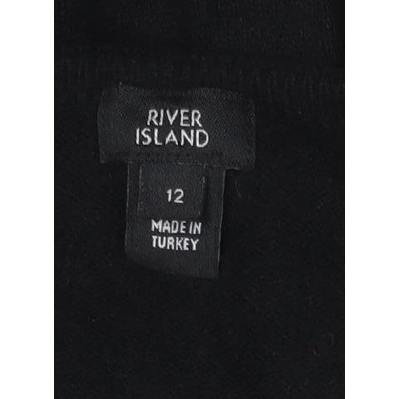 River Island Women Black UK 12 Cropped Knit Tank Top Gold Ring Straps