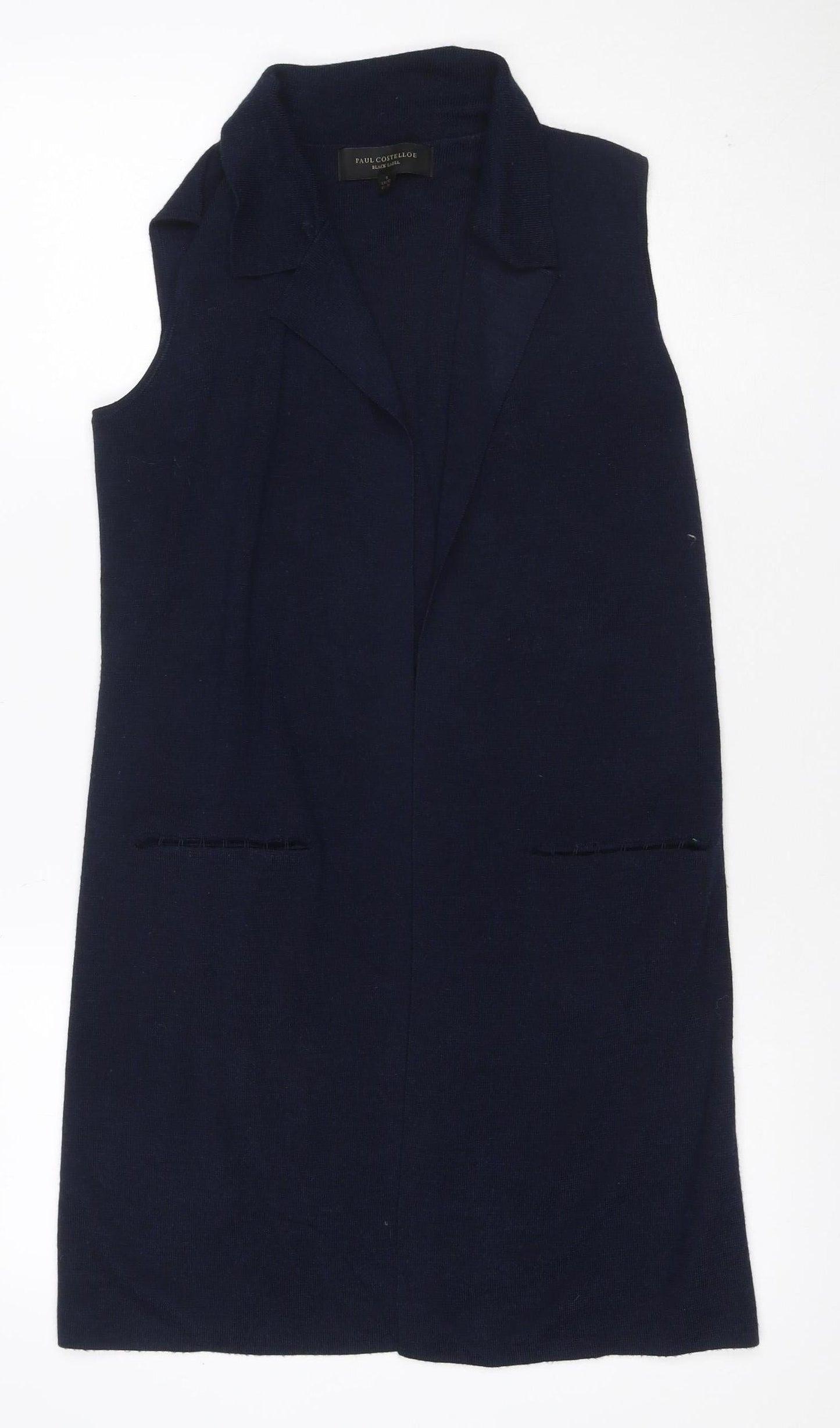 Paul Costelloe Women Blue UK 10 V-Neck Merino Wool Blend Jumper