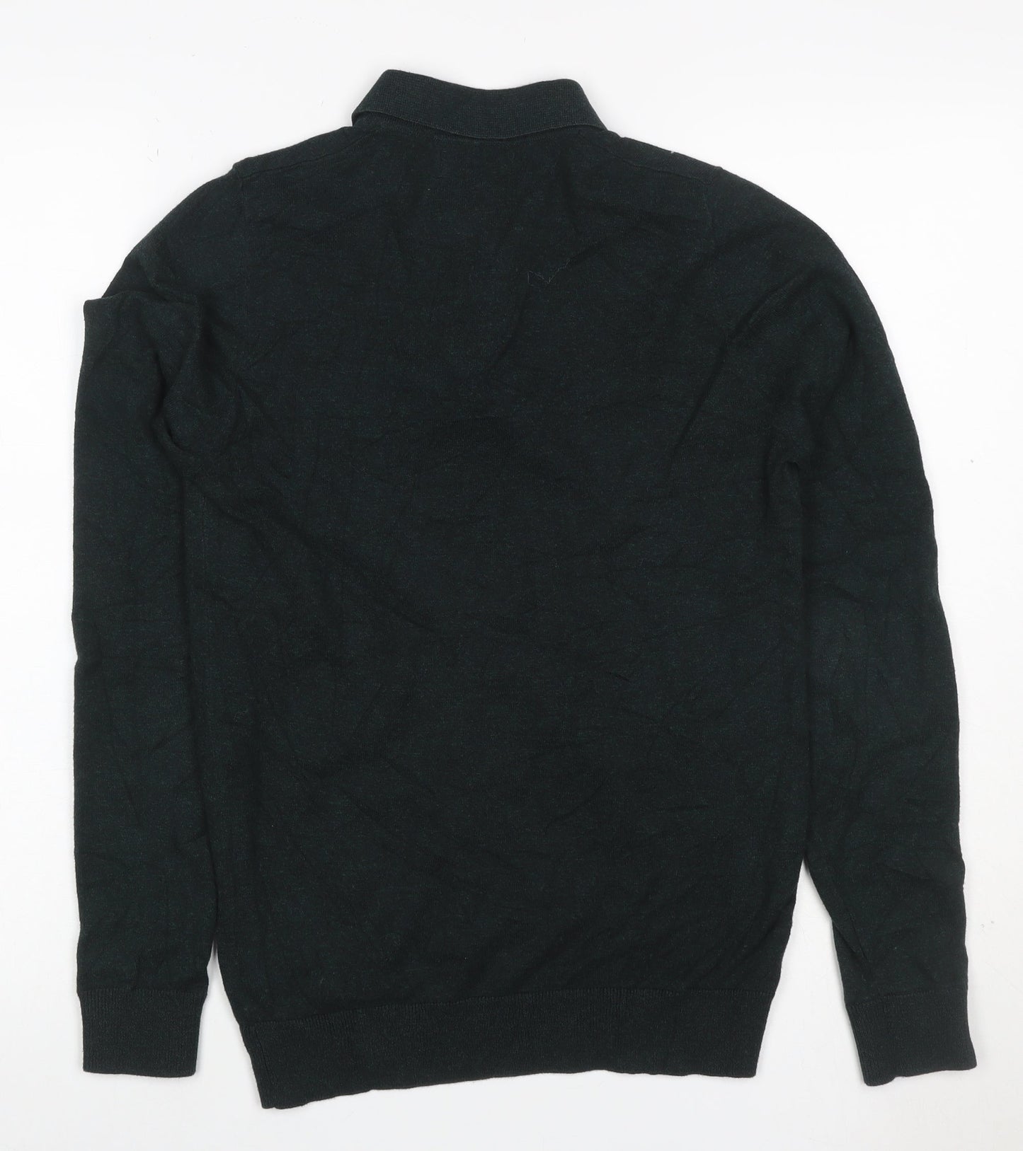Next Men’s Black XS Henley Quarter Zip Cotton Knit Jumper
