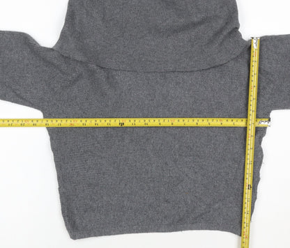 Zara Women Grey UK 8 Roll Neck Balloon Sleeve Knit Jumper