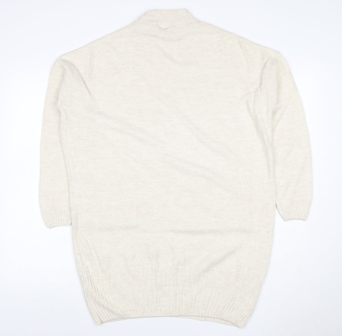 Additional front view of Miss Selfridge Women Ivory UK 10 Roll Neck Pocket Tunic Jumper