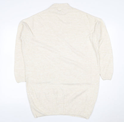 Additional front view of Miss Selfridge Women Ivory UK 10 Roll Neck Pocket Tunic Jumper