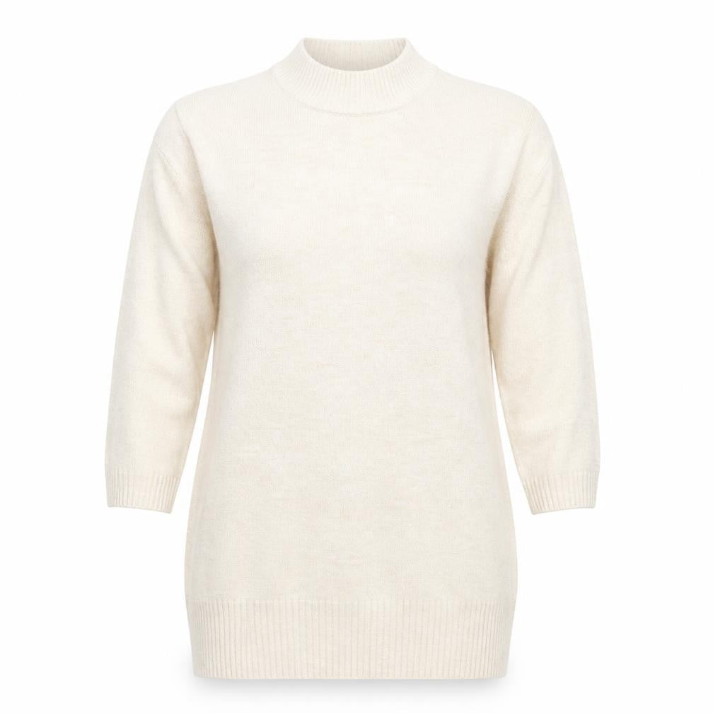 Front view of Miss Selfridge Women Ivory UK 10 Roll Neck Pocket Tunic Jumper