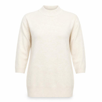 Front view of Miss Selfridge Women Ivory UK 10 Roll Neck Pocket Tunic Jumper