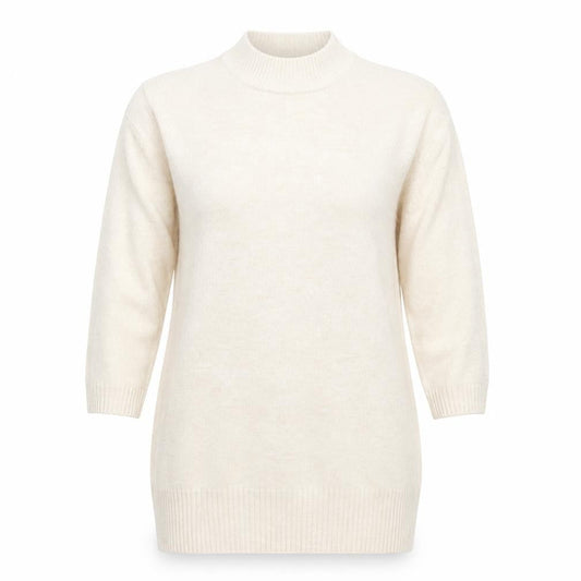 Front view of Miss Selfridge Women Ivory UK 10 Roll Neck Pocket Tunic Jumper